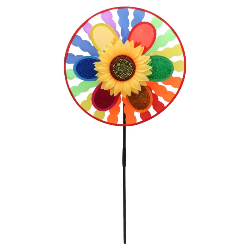 Sunflower Windmill Wind Spinner Sequins Whirligig Wheel Home Yard Party Decor 124D