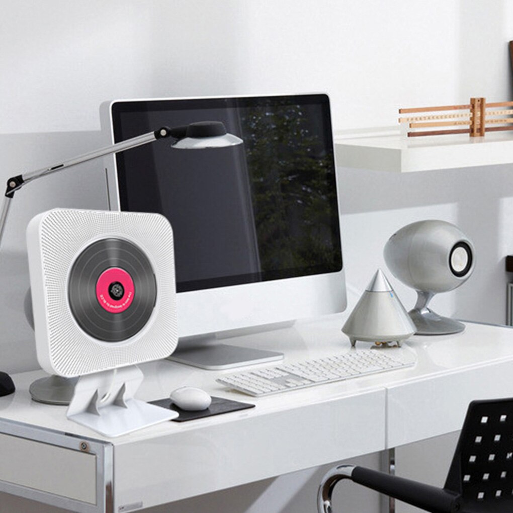 CD Player Wall-mounted Bluetooth Portable Wireless Home Audio Boombox with Remote Control FM Radio Built-in HiFi Speakers USB