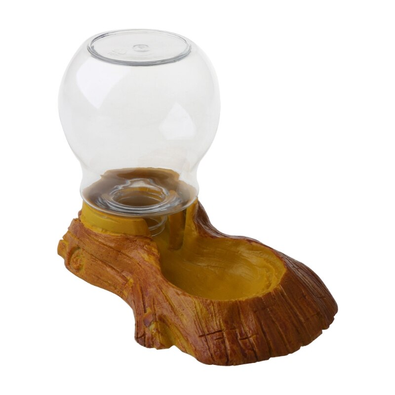 Pet Reptile Automatic Waterer Feeder Basin Simulation Bark Turtle Lizard Bowl