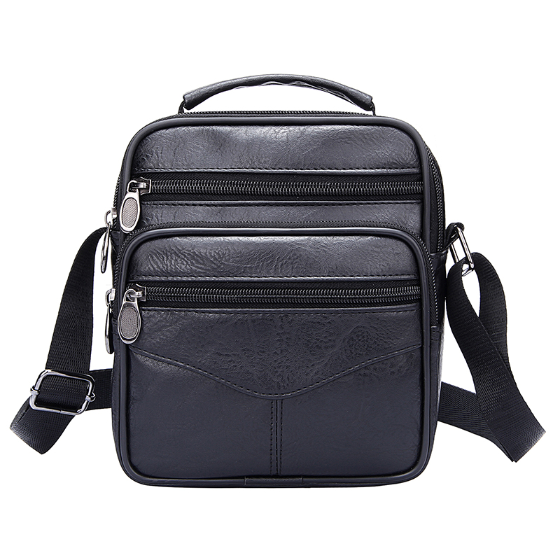 Men Messenger Bag Leather Vintage Crossbody Bag High Capacity Business Briefcase Handbag Man Casual Shoulder Bags Cross Body: Black