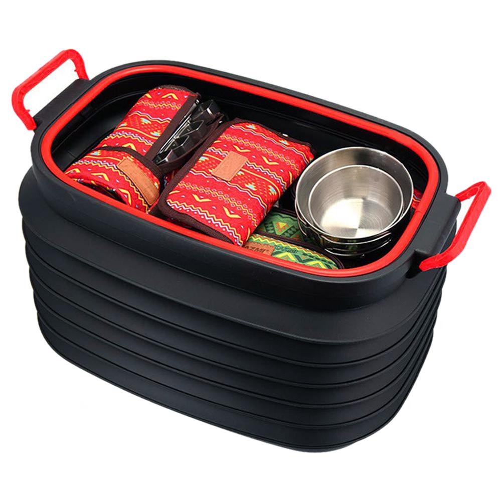 Boîte de rangement pliable pour voiture, Camping en plein air, pêche pique-nique, coffre automatique, organisateur, seau de rangement télescopique avec couvercle