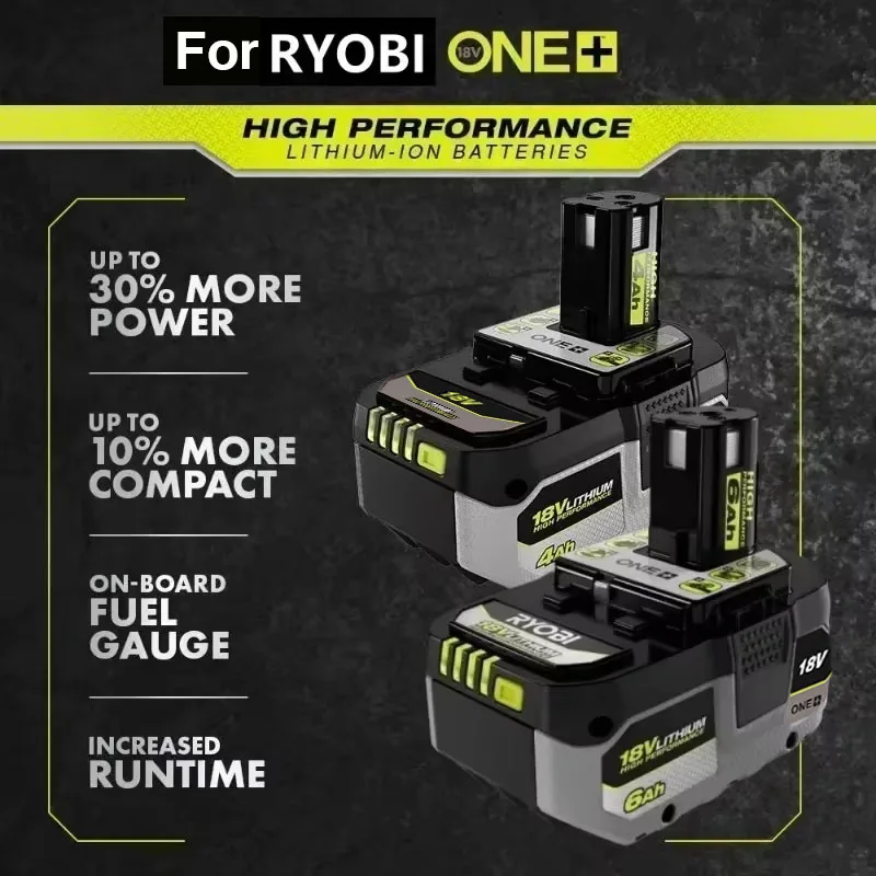 For RYOBI ONE+high-performance lithium battery 18V low self discharge suitable for all ONE+tools P104 P107 P108 RB18L50 RB18L20