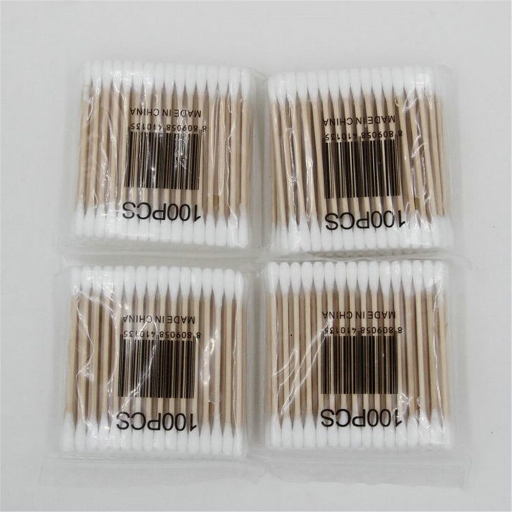 100 stuks wattenstaafjes voor vrouwen, make-up, 100%  wattenstaafjes, microborstel, dubbele kop, houten stokjes, oorreiniging, cosmetica, gezondheidszorg