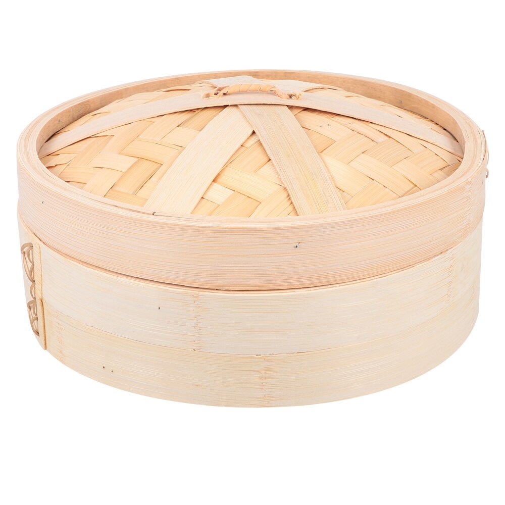 1 Set Bamboo Steamer Basket Dim Sum Dumpling Food Steamer With Lid Cookware Fish Rice Vegetable Snack Basket Set: 24.5CM