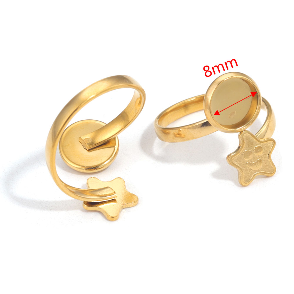 10 stks Verstelbare Blank Ring Base Fit Dia 8mm Leuke Ring Instelling Voor Glas Cabochons Bezels Cameo Lade Diy Sieraden Maken Ring: Black