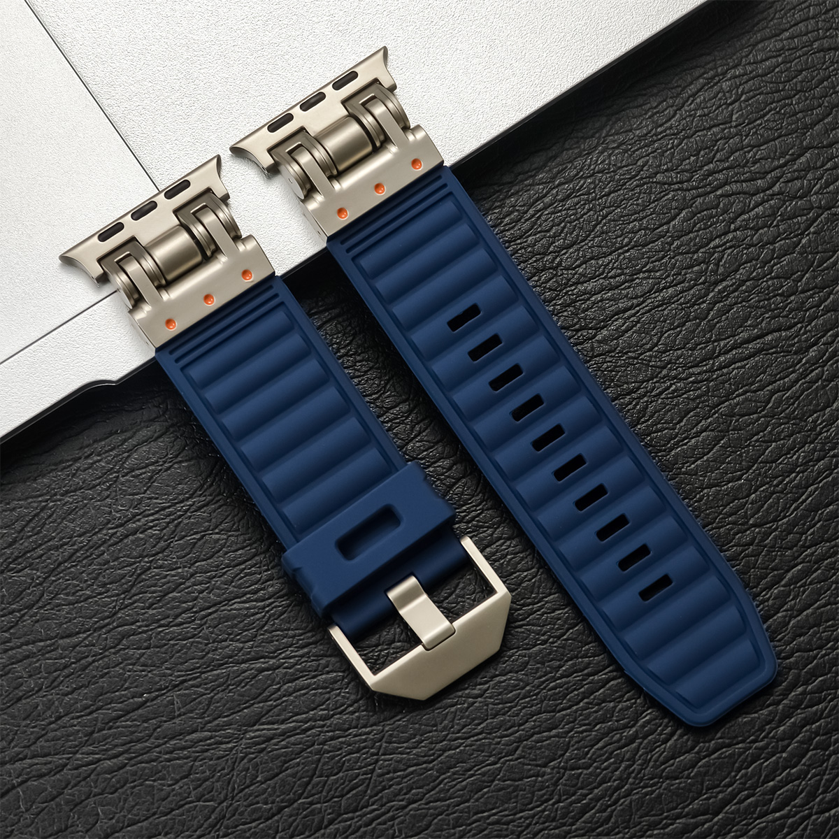 Sports silikone rem til apple watch ultra 2 49mm 45mm 44mm 42mm blød gummirem til iwatch serie 9 8 7 6 5 4 se herrearmbånd: Blå