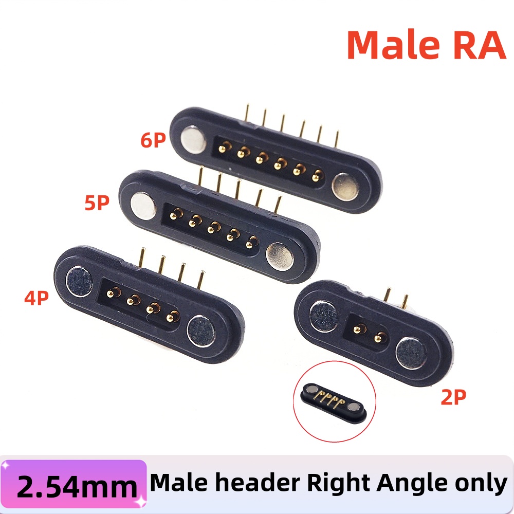 2Pcs 2 3 4 5 6Pin DC 2.54mm Magnetic Pogo Pin Connector Male Female 2A Waterproof High Current Spring Loaded Power Socket: Lavender / 3P