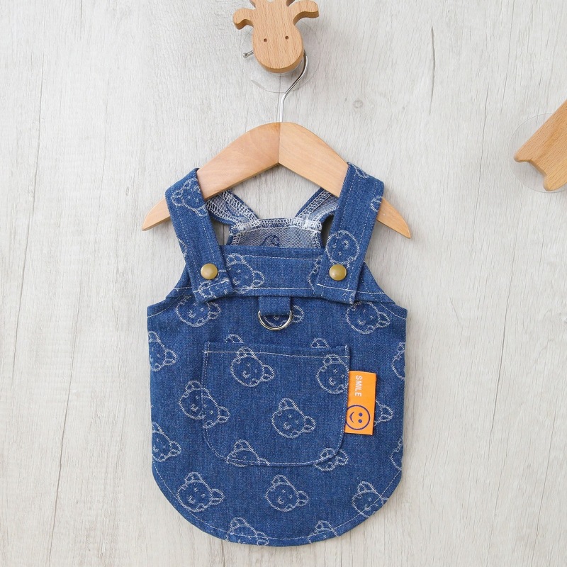 Denim Dog Dress Harness Puppy Summer Clothes for Small Medium Dogs Chihuahua French Bulldog Walking Chest Strap Vest With D-Ring: M / black