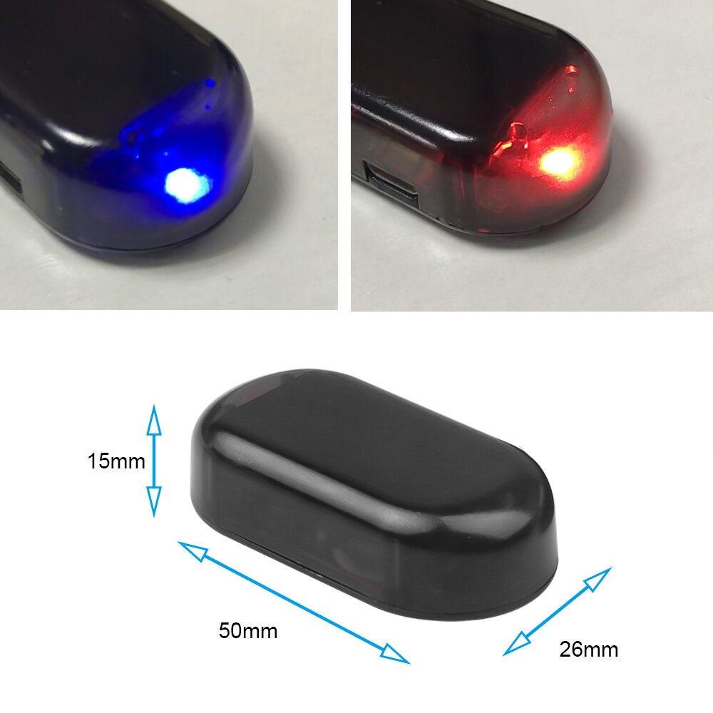 Bil solar led advarselslys 5v med usb-opladningsport til alle biler flash strobe alarm lys anti-tyveri blink simuleringslampe