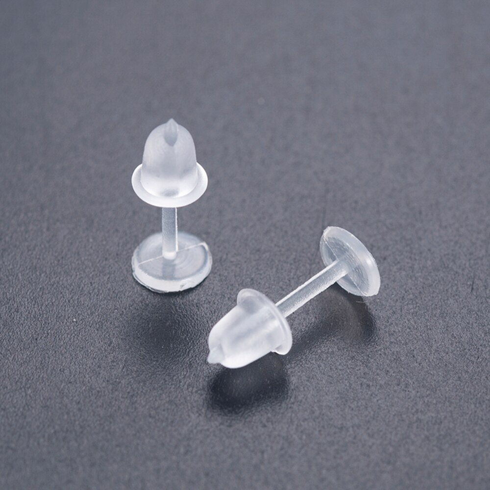 50/200 Pcs 3Mm Onzichtbare Plastic Zachte Siliconen Rubber Earring Base Pins Stud Oorbel Piercing Retainer Voor Diy Earring Bevindingen: 50Pcs