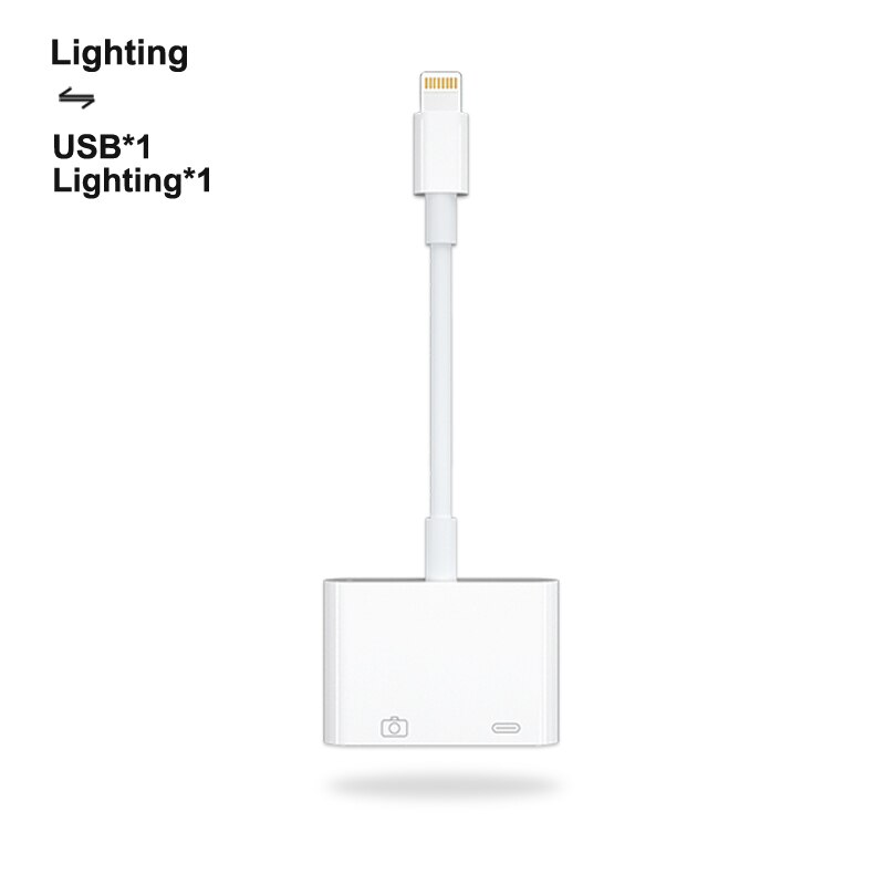 Lightning Adapter Naar Usb RJ45 1000M Lan Usb C Sd Tf Kaartlezer Camera Lightning Otg: WHITE