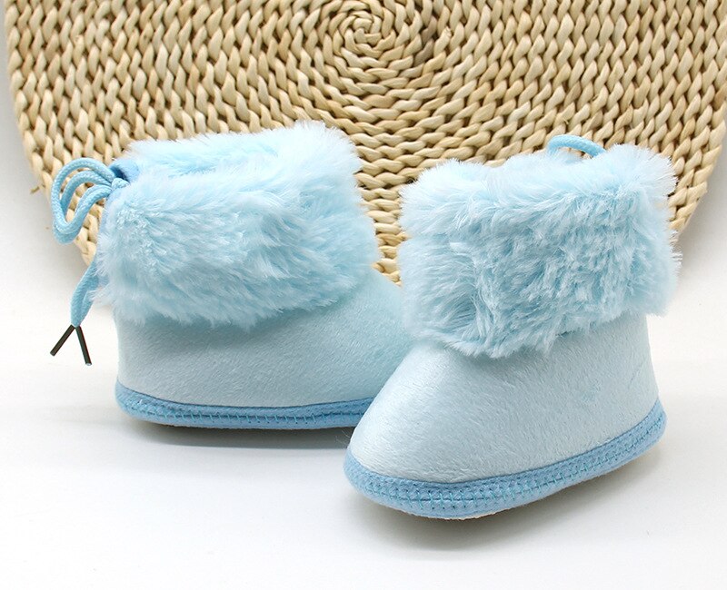 Winter Infant Baby Snow Boots Anti-Slip Sole Winter Warm Lace Up Sneakers Faux Fur Crib Shoes