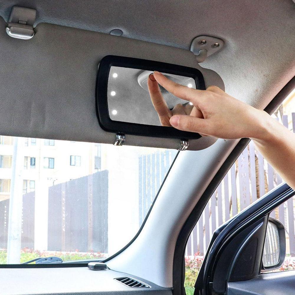 Universal bil interiör spegel led touch switch makeup spegel solskydd spegel hög klar för bilar suv husbil auto tillbehör