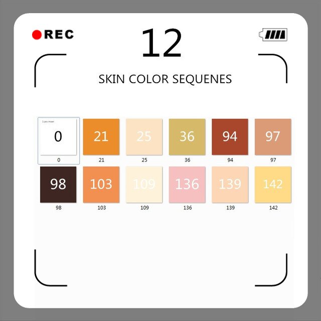 Touchnew 36 farver hudfarver sæt kunstmarkører pen kunstner dobbelt hoved alkoholbaseret manga børste pen til farvning: 12 farver