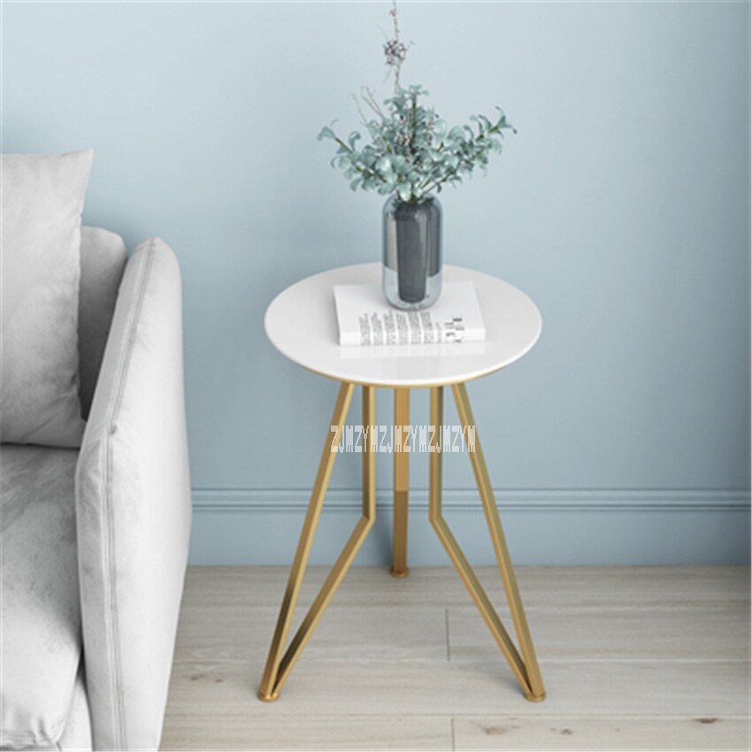 JM001 Marble Side Table Nordic Small Round Table Sofa Corner Coffee Table easy assembly Living Room Coffee Table: Gold