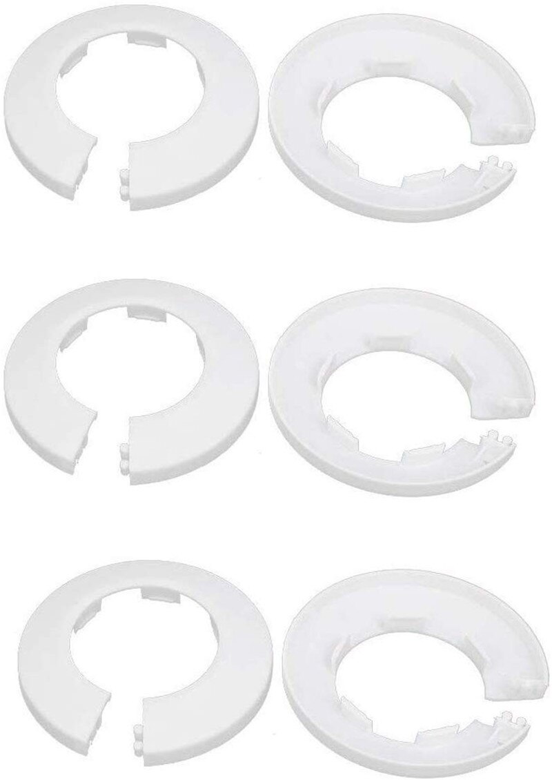 4/6 stk rund vandhane dækplade plast dekorativ dæksel væg hul kanal rør dæksel til vinkel ventil vandrør afløbsledning dæksler: Hvid 41mm 6 stk