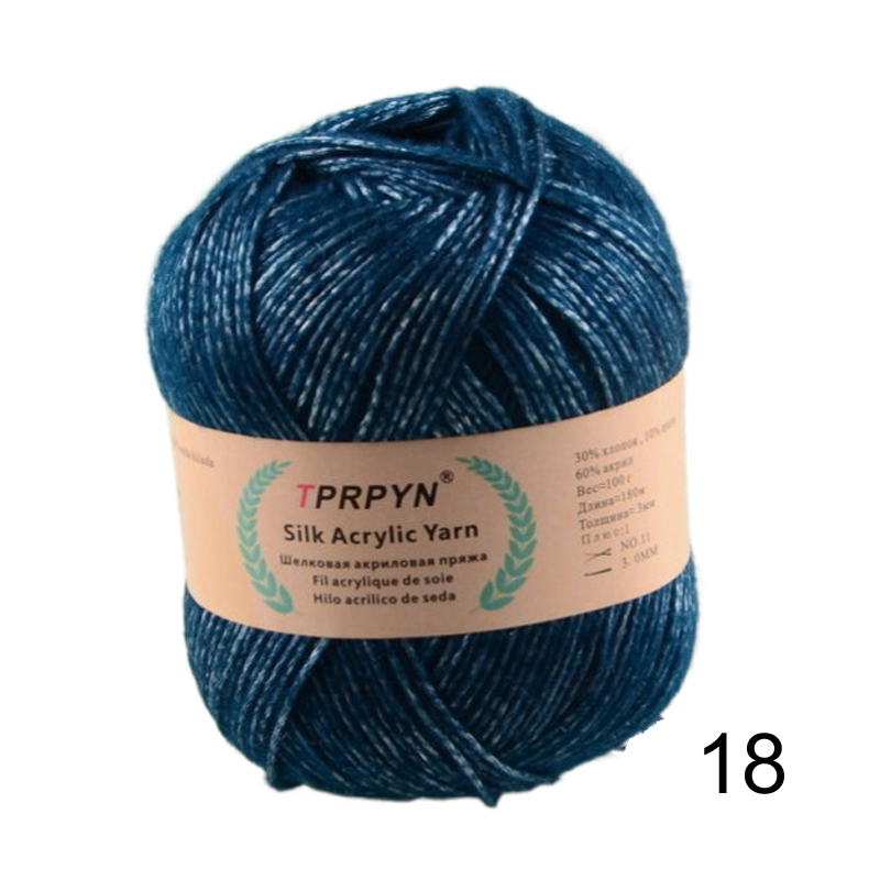 100g 1Pc Hand breien Metallic katoenen Garen zijde acryl Garen om trui deken hoed lijn Haken tas slipper Draad: GRIJS