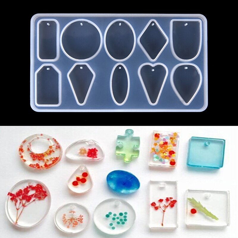 4pcs/set Puzzle Piece Gemstone Crystal Epoxy Resin Mold DIY Jewelry Pendant Making Tools Epoxy Clear Silicone Mould: 5