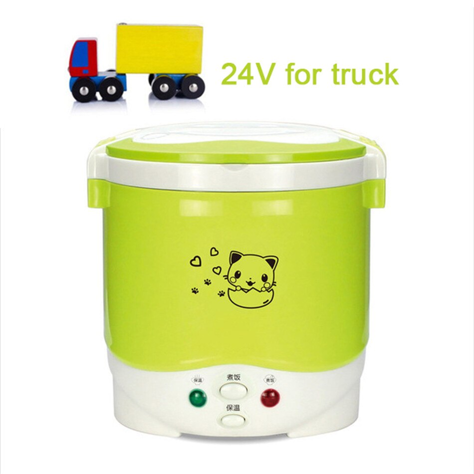 VOGVIGO 1L Rice Cooker Used In House 220v or Car 12v To 24v Enough for Two Persons with English Instructions Kitchen Tools: 24V for Truck Green