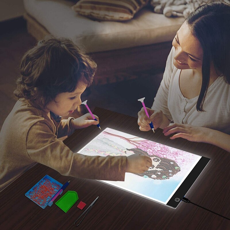Diamond Painting A4 Kit Diamond Art Light Board With 5D Painting Tools Kit Supplies Includes Light Pens Stand Pad Board LED Pads