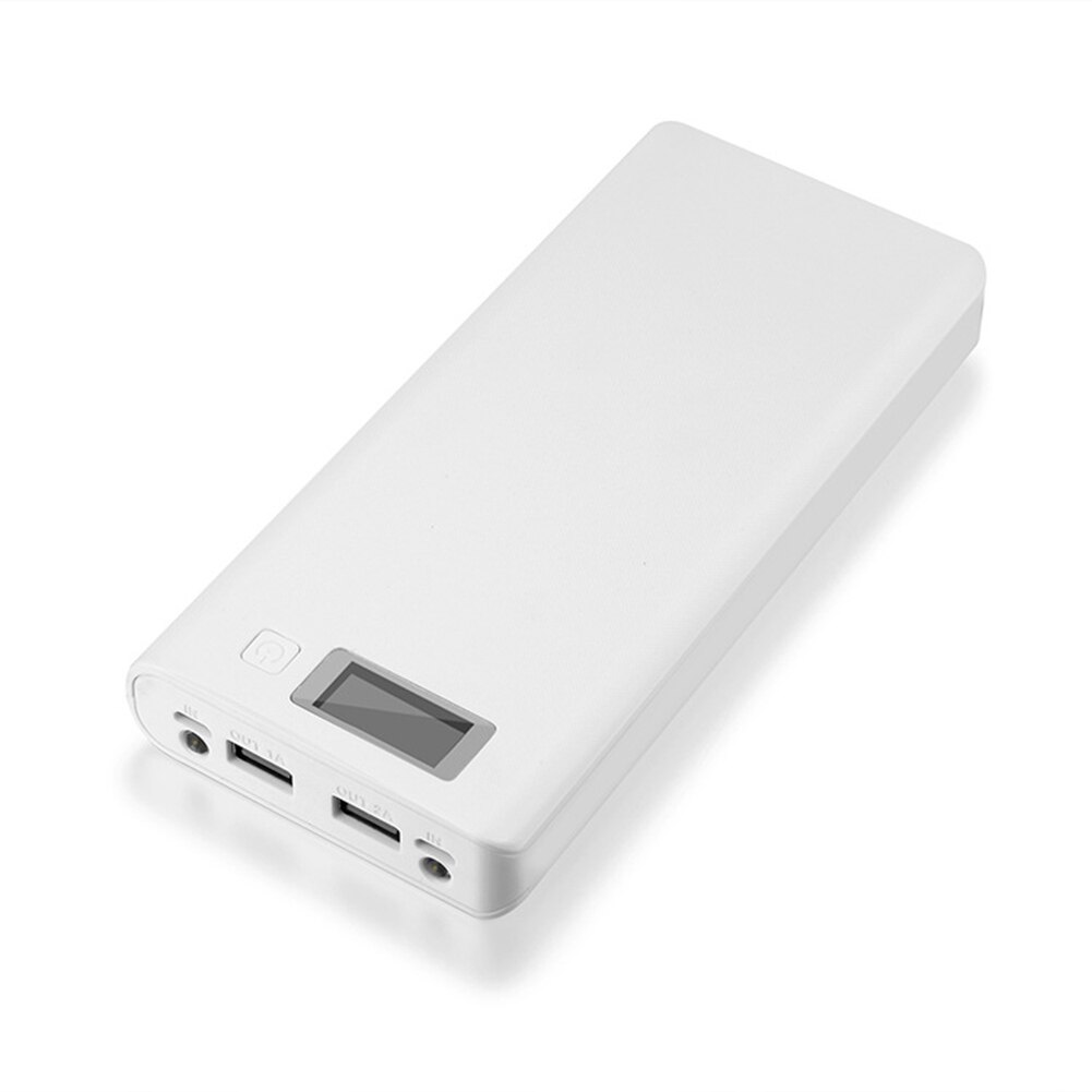 Portable LCD Screen Empty DIY 18650 Battery Case Mobile Power Bank Enclosure: White