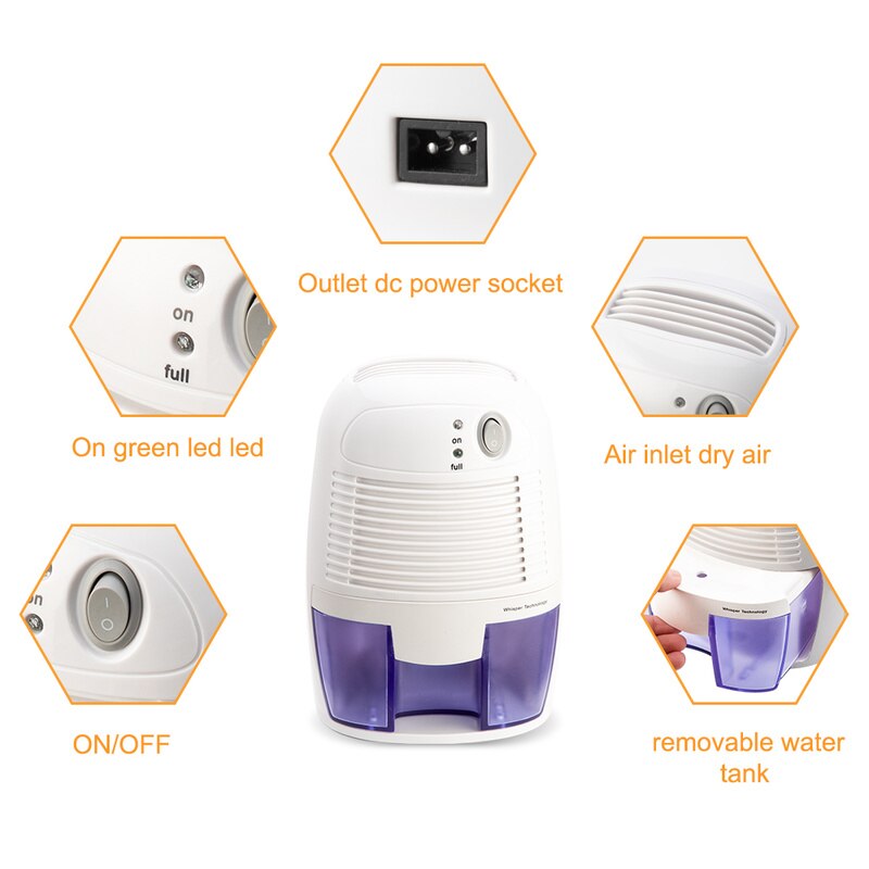 Dehumidifiers Semiconductor Dehumidifier Mini Portable Home Air Dryer Desiccant Moisture Absorber Low Noise Cabinet Dehumidifier