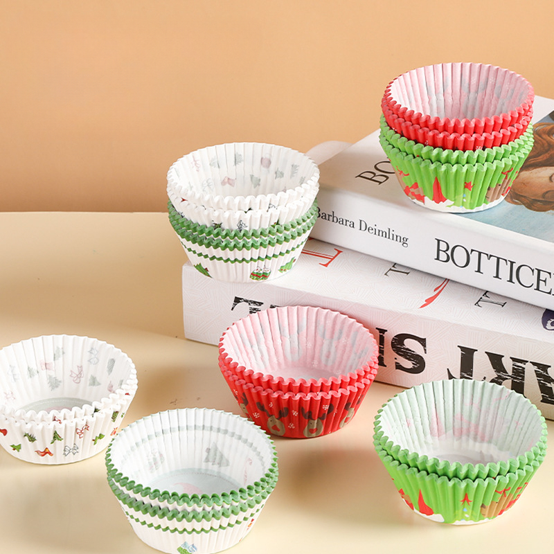 400 stuks taartpapierhouder cirkel bakpapier lade cupcake liners kopjes pan party muffin wegwerp kersttaart papierlade