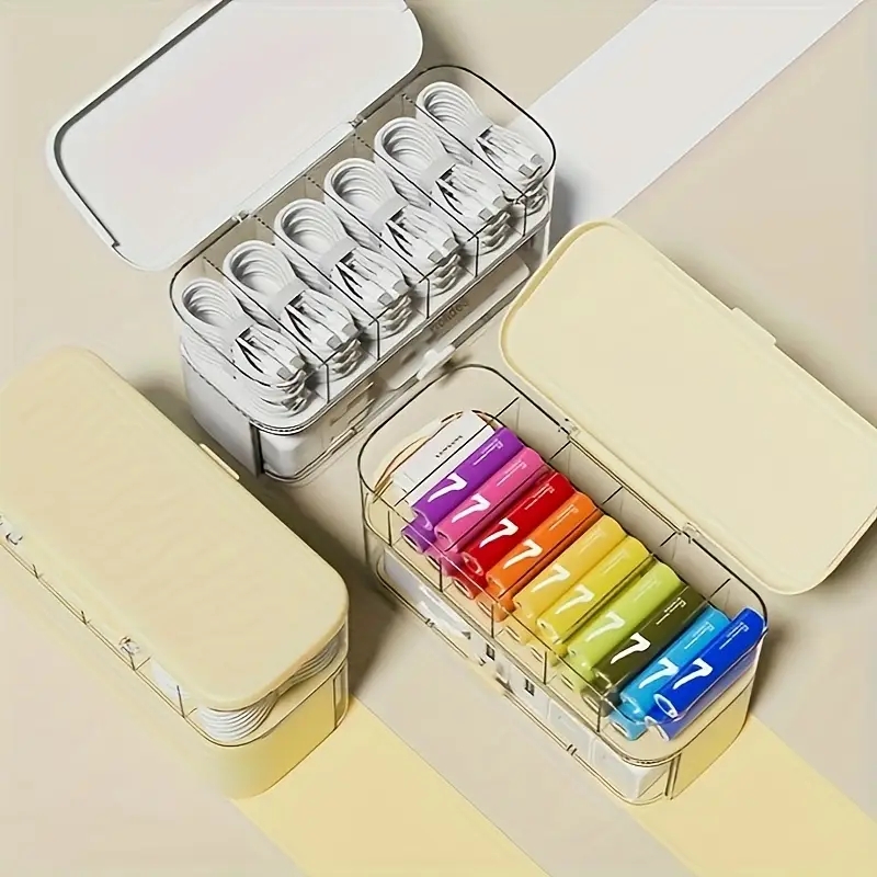 1 large capacity data cable storage box, mobile phone charger sorting box, drawer storage, saving space