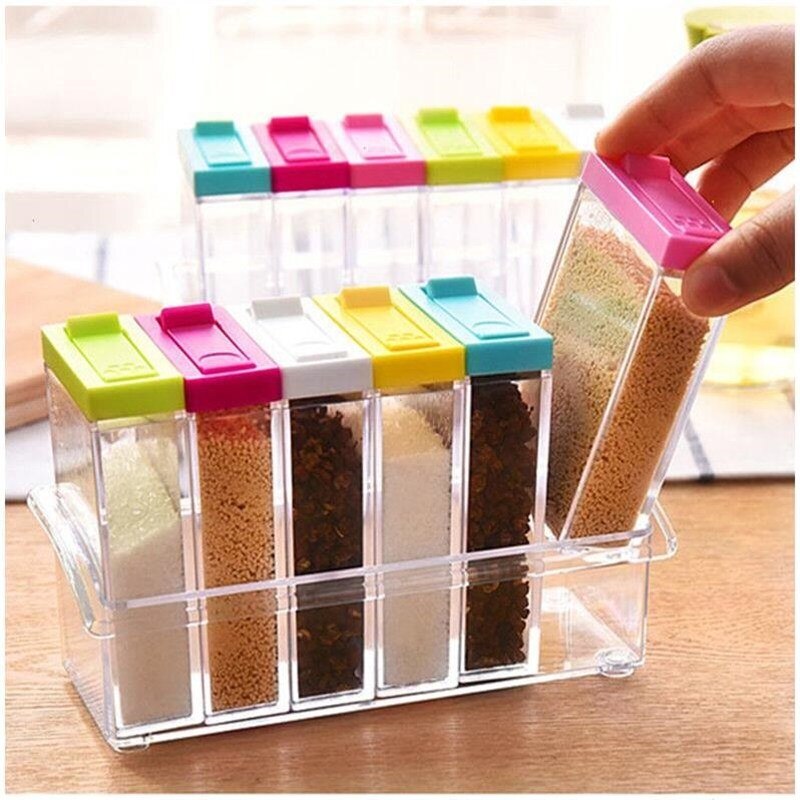 Kitchen supplies transparent plastic seasoning box seasoning bottle salt MSG seasoning jar storage box spice container ZP7051549
