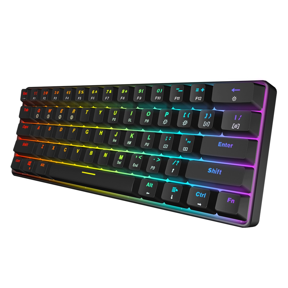GK61 Mechanical Keyboard 61 Key USB Wired RGB Backlit Gateron Switch Axis Gaming for Mac Gamer PC Desktop Laptop