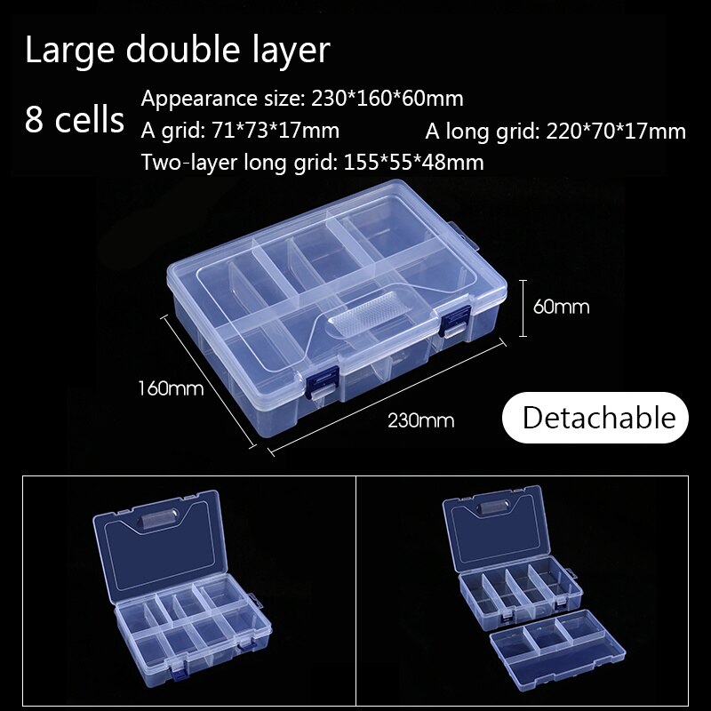12 Sizes Plastic Storage Jewelry Box Compartment Adjustable Container for Beads earring box for jewelry rectangle Box Case: 8 cells big