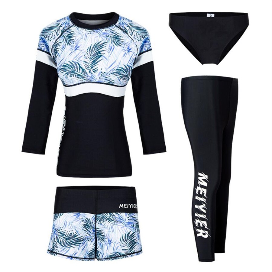 Modest burkini muslim swimwear womens full body swimsuit 4 Pieces islamic beachwear long sleeve bathing suit female: 2003-1 / L