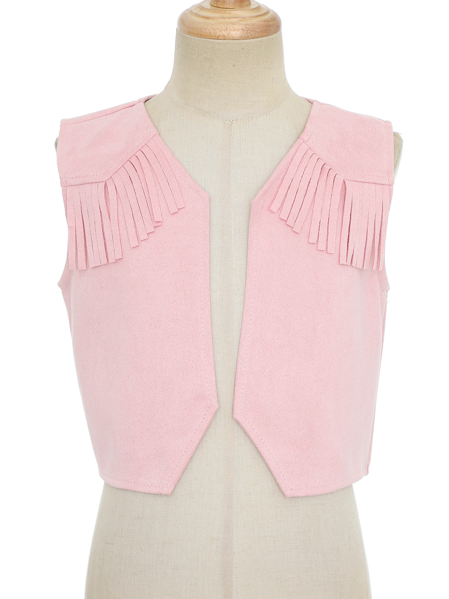 Western Cowboy Vest Waistcoat for Kids Halloween Cosplay Western Cowboy Cowgirl Dress Up Fringe Suede Leather Tops Costume