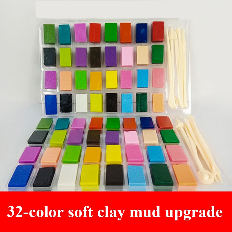 32 Kleuren Polymer Clay Licht Zachte Klei Diy Zachte Molding Craft Oven Bakken Klei Blokken Voor Kinderen Volwassen veilige Kleurrijke
