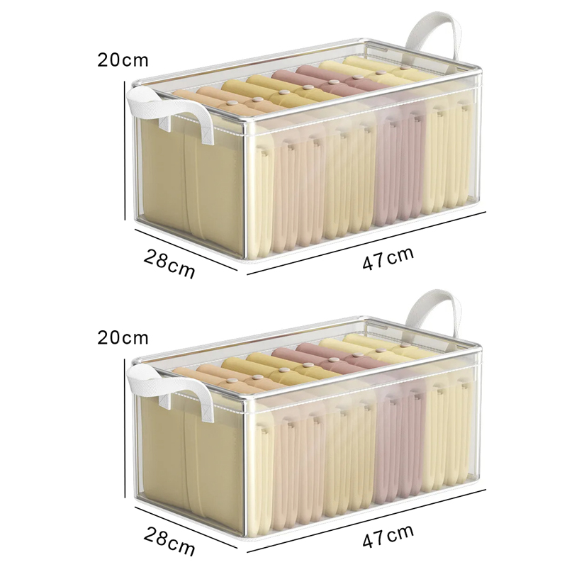 Cesta de almacenamiento transparente de PVC para ropa, caja de almacenamiento de ropa interior, marco de acero inoxidable, organizador de guardarropa, caja de tela impermeable: Verde claro