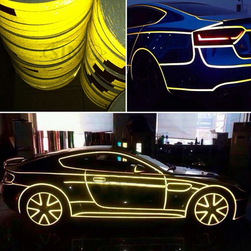 100x5cm Waterproof Warning Tape Strip Stickers Warning Light Reflector Protective Sticker Reflective Film Car Safety Mark