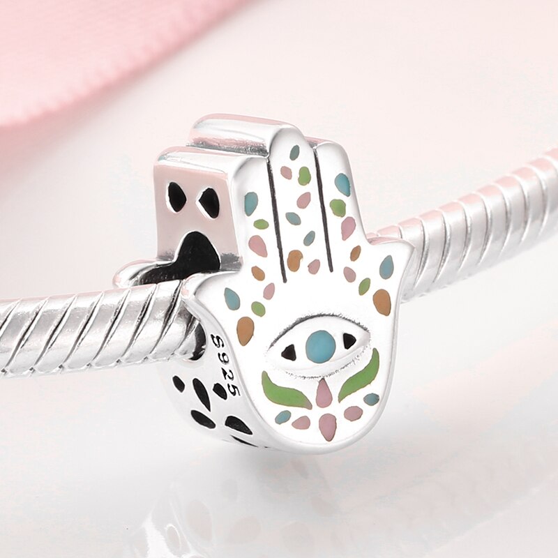 Echt 925 Sterling Silber DIY Perlen Mythologische farbe Hand von Fatima Fit JIUHAO Armbänder für Frauen Schmuck Machen