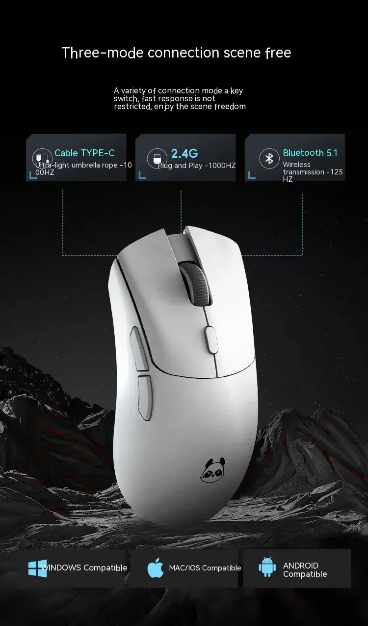 Metapanda P1 PRO MAX Wireless Gaming Mouse PAW3395 26000DPI 2.4G Wireless Bluetooth Wired Three Mode Mouse for Office