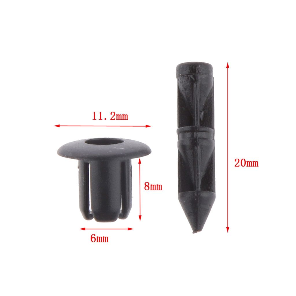 50 st 6mm hål svart plast nitar fäststift clips atv passar för gsxr 1300 1000 750 600