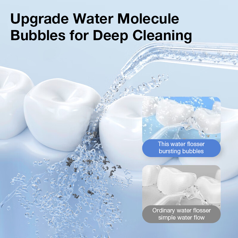 Tragbare intelligente elektrische Munddusche, Wasserflosser, 4 Düsen, 4 Modi, wiederaufladbar, Zahn-Wasserstrahl-Irrigator, Zahnreiniger