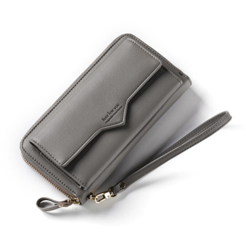 BENVICHED Long Woman Purse Female Wallet Clutch PU Leather Ladies Purses Card Holder Women Phone Bags D126: Gray