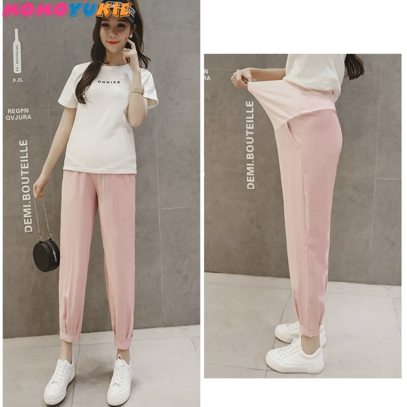 Pregnancy Abdominal harem Pants chiffon Maternity Clothes For Pregnant Women Boyfriend Pants High Waist Trousers Loose Jeans