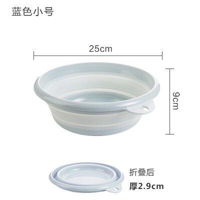 portable folding washbasin household plastic laundry tub travel thickened large wash basin plastic basin: S blue