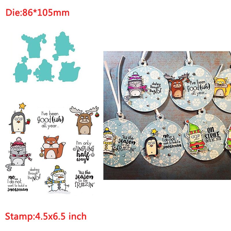 Ensemble d'animaux drôles de petits monstres assortis aux mots tampons et matrices en silicone transparents pour le scrapbooking et la fabrication de cartes d'album photo diy: 2