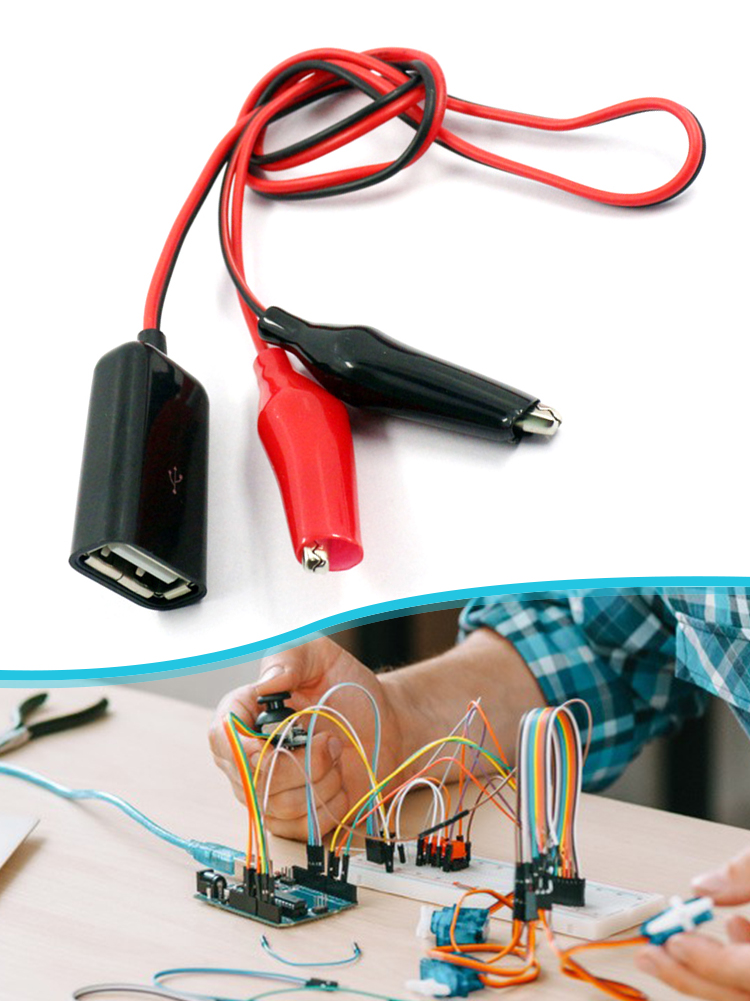 Pinzas de cocodrilo a conector USB macho hembra, Cable de prueba para circuito de prueba de 50CM, 1 Juego
