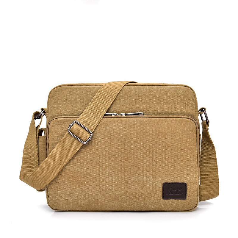 Canvas Multifunction Mens Messenger Shoulder Bags Solid Briefcases Suitcase Card Pocket For Men Women Office Outdoor Travel: Khaki