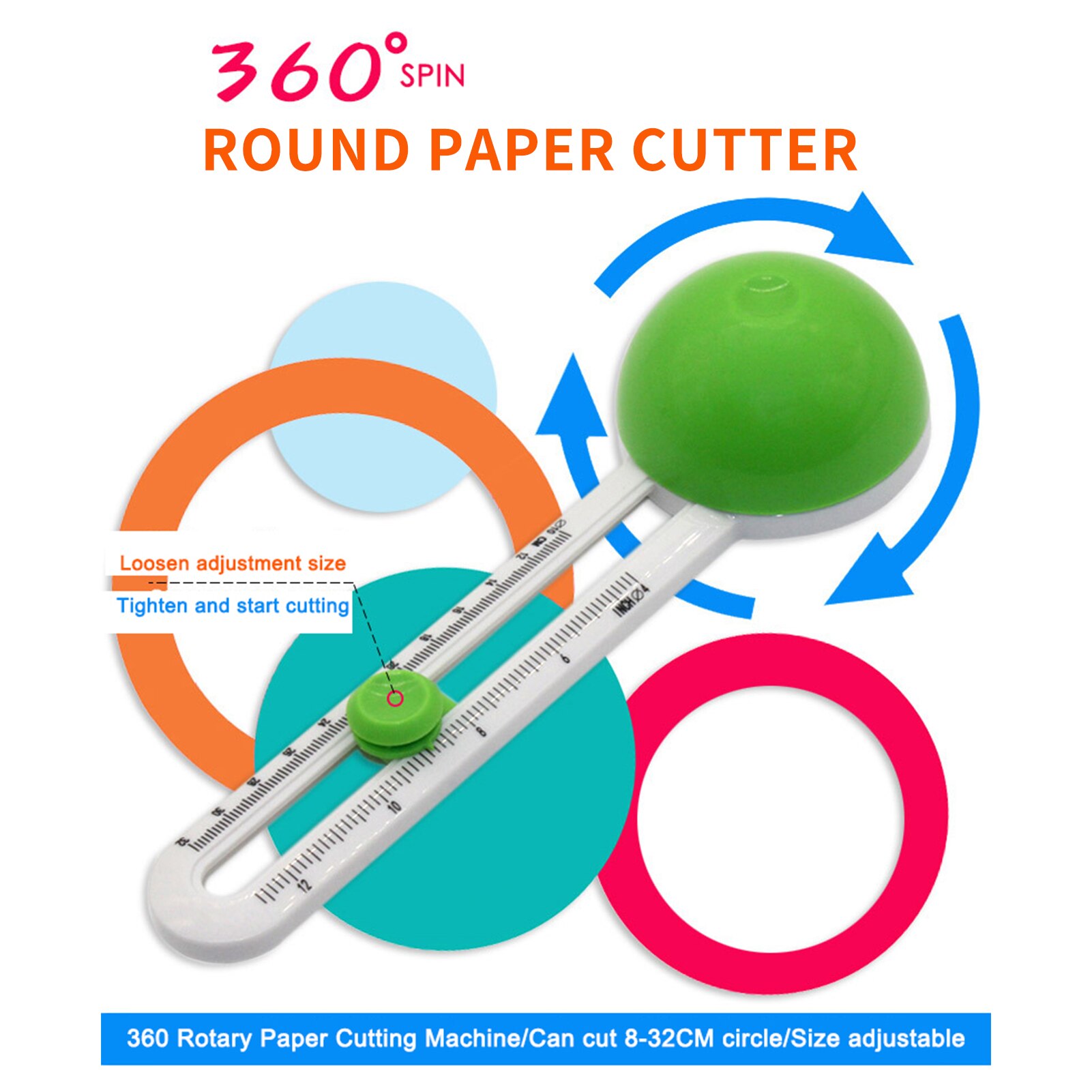 Circulaire Papier Cutter Roterende Cirkel Cutter Manual Ronde Snijgereedschap Papier Trimmer Scrapbooking Tool Met Vervanging Cutterhead