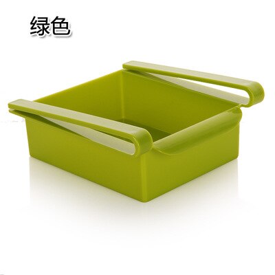 1pc Fridge Freezer Space Saver Organizer Kitchen Storage Rack Shelf Holder Fridge Freezer Storage Box: Green