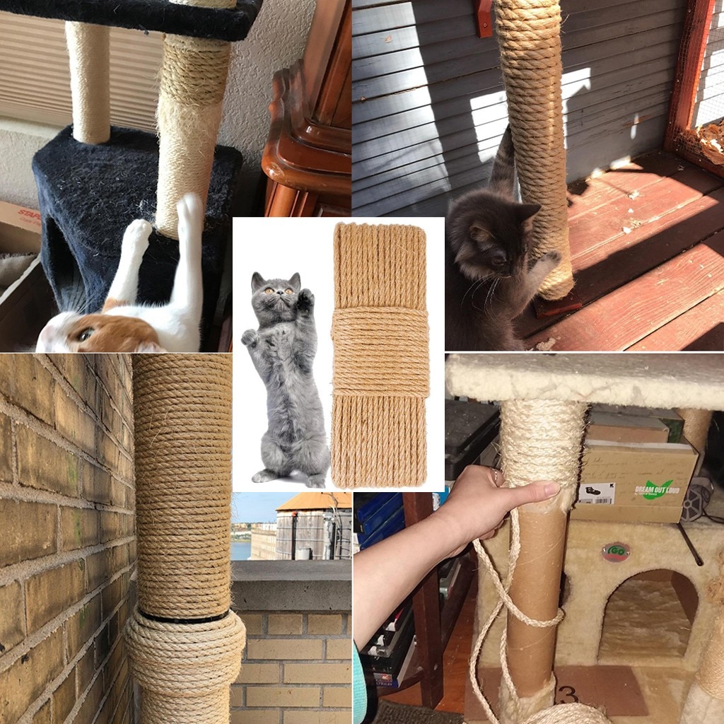 Columna de Gato de 4mm para rascar gatos, cuerda de Sisal para rascar, cuerda retorcida de Sisal de repuesto, juguete para rascar árboles