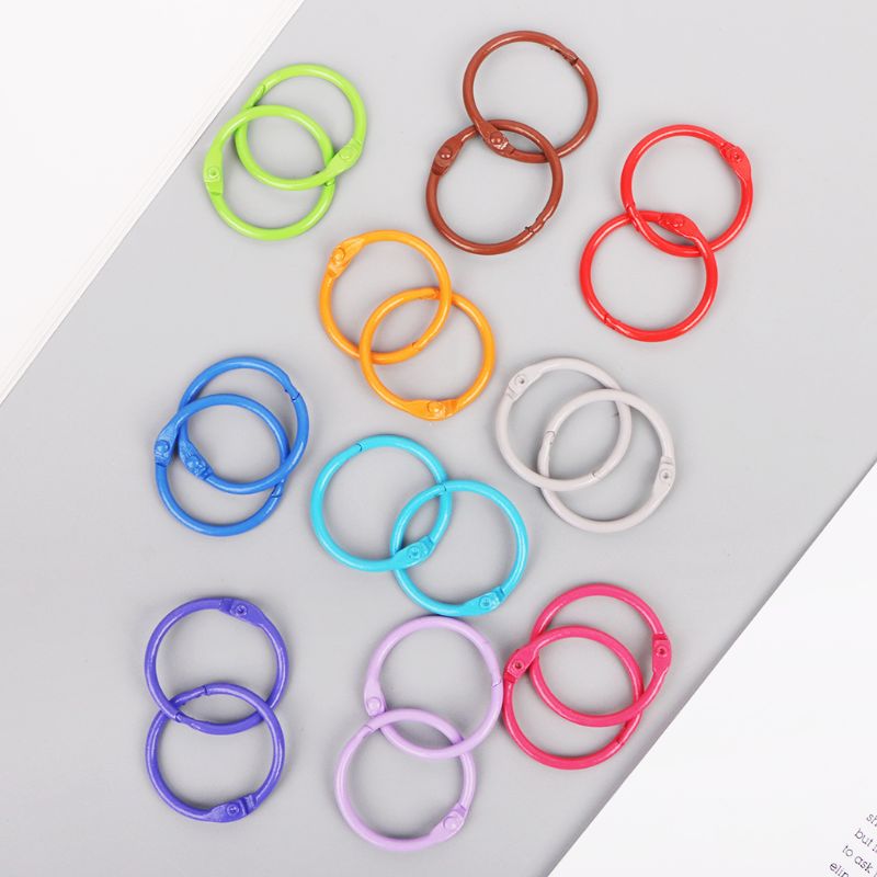 10pcs Metal Loose Leaf Binder Ring Book Hoops DIY Albums School Office Supplies Craft X6HB